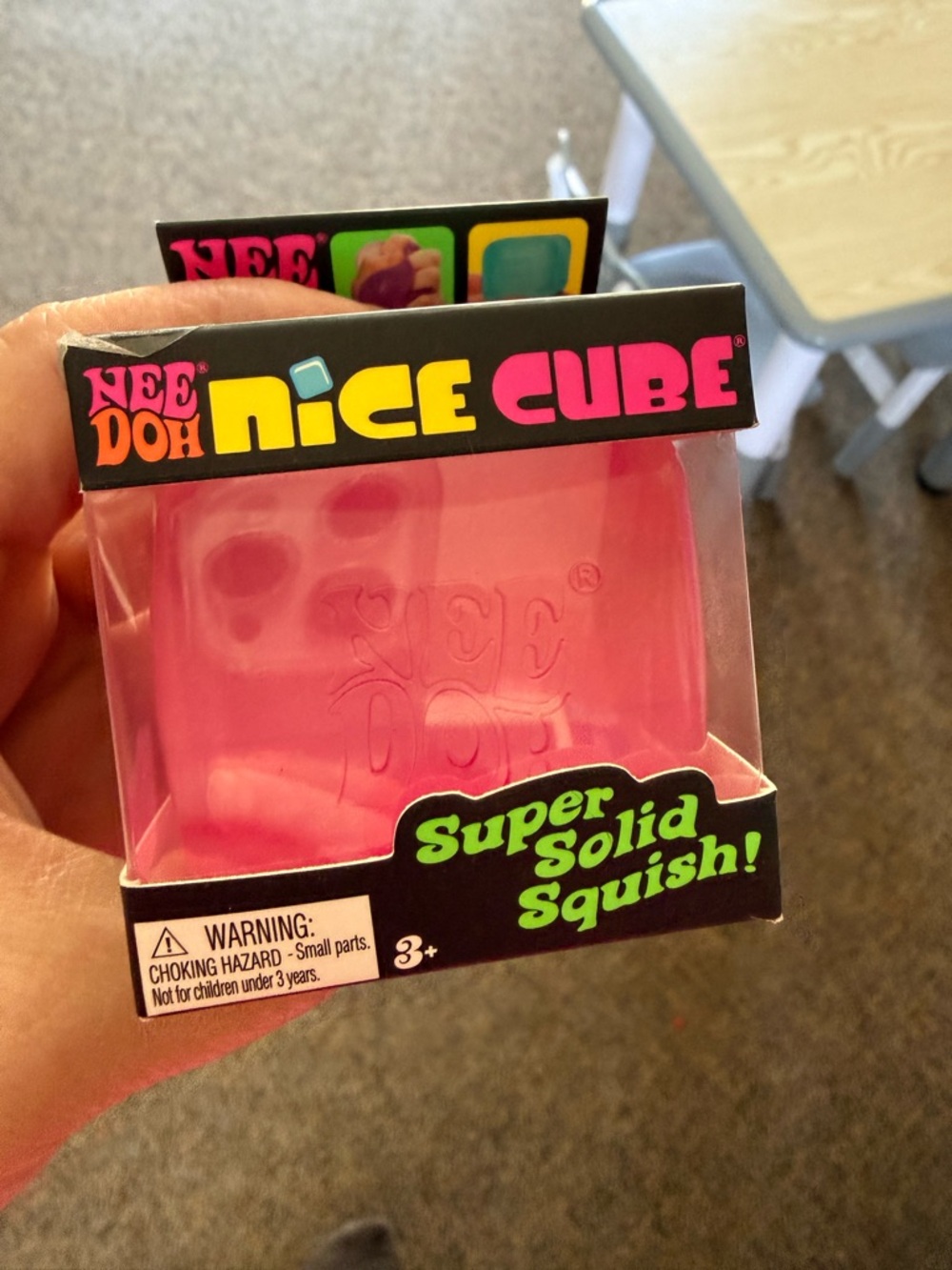 Schylling Needoh- Nice Cube - Pink Super Solid Squish Toy- authentic